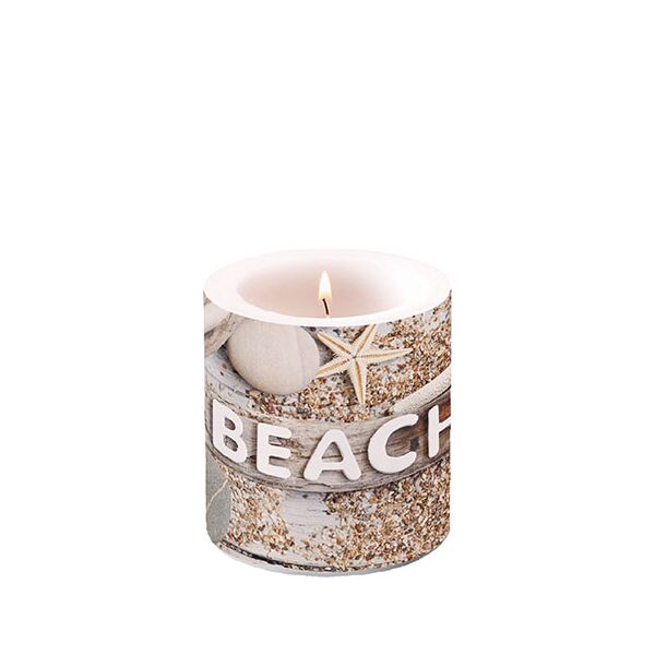 A Kerze klein Candle small Format: Ø 7,5 cm x 9 cm 1 Kerze pro Packung Beach Wood Strandgut