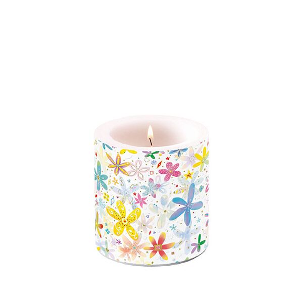 Kerze klein Candle small Format: Ø 7,5 cm x 9 cm 1 Kerze pro Packung Fancy Flowers schicke Blumen