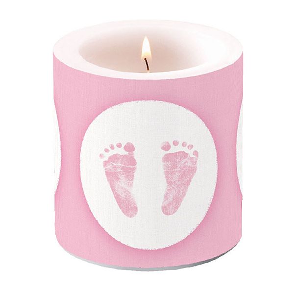 Kerze klein Candle small Format: Ø 7,5 cm x 9 cm 1 Kerze pro Packung Baby Steps Girl Baby Schritte Mädchen