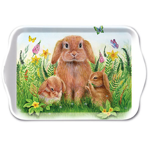 Ostern – Tray Melamine – Tablett – 13 x 21 cm – Rabbit Family - Hasenfamilie