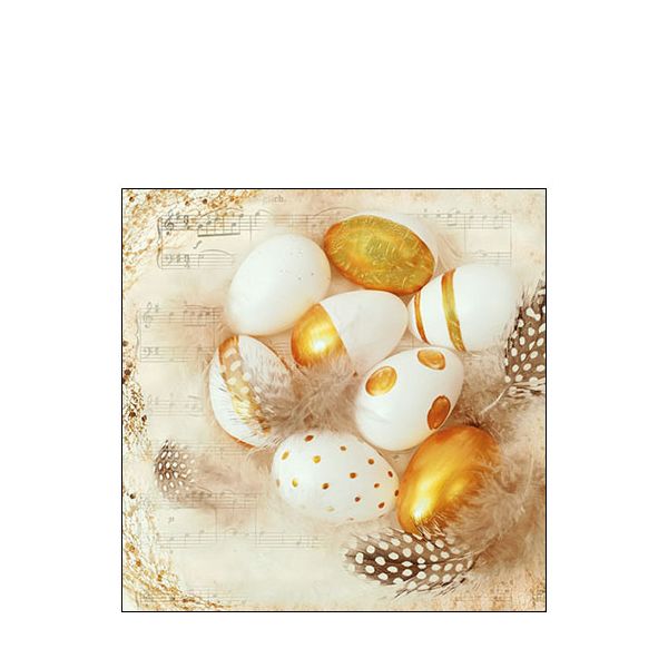 A Ostern Cocktail Servietten 25 x 25 cm 3-lagig 20 Servietten  Golden Eggs FSC Mix goldene Eier
