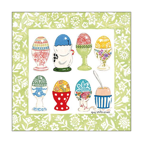 A Ostern Servietten Lunch Napkin Lunch Format: 33 x 33 cm 3-lagig 20 Servietten Eggs In Cup Green FSC Mix Eier in Bechern grün