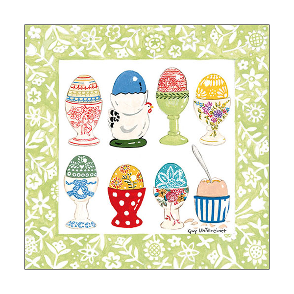 A Ostern Servietten Lunch Napkin Lunch Format: 33 x 33 cm 3-lagig 20 Servietten Eggs In Cup Green FSC Mix Eier in Bechern grün