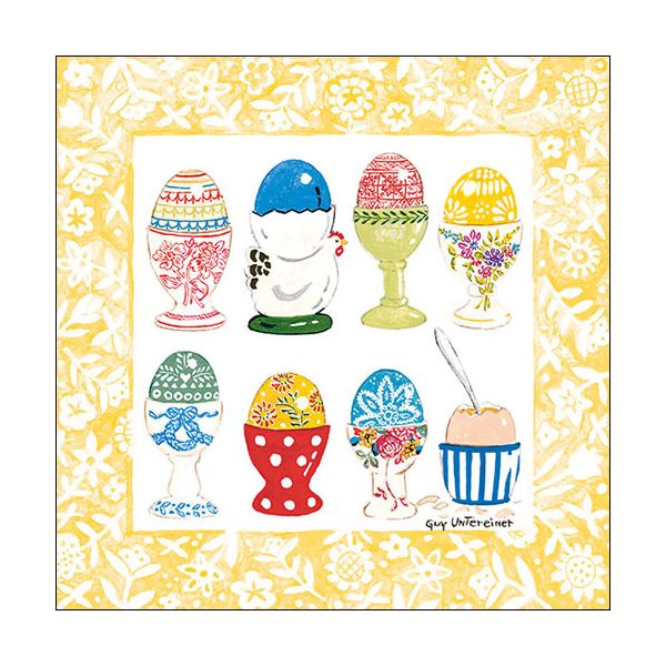 A Ostern Servietten Lunch Napkin Lunch Format: 33 x 33 cm 3-lagig 20 Servietten Eggs In Cup Yellow FSC Mix Eier in Bechern gelb