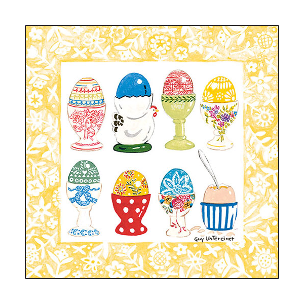 A Ostern Servietten Lunch Napkin Lunch Format: 33 x 33 cm 3-lagig 20 Servietten Eggs In Cup Yellow FSC Mix Eier in Bechern gelb