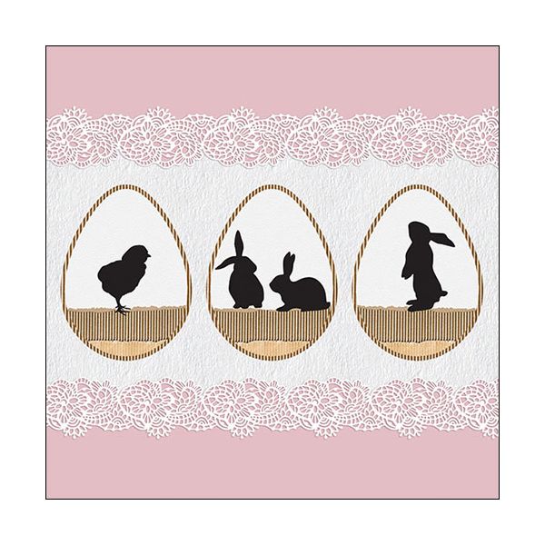 Ostern Servietten Lunch Napkin Lunch Format: 33 x 33 cm 3-lagig 20 Servietten Easter Shadows Rose FSC Mix Osterschatten Rose