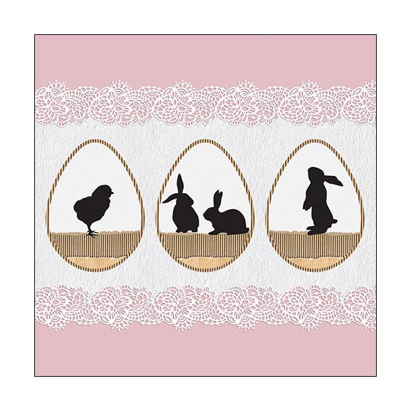 Ostern Servietten Lunch Napkin Lunch Format: 33 x 33 cm 3-lagig 20 Servietten Easter Shadows Rose FSC Mix Osterschatten Rose