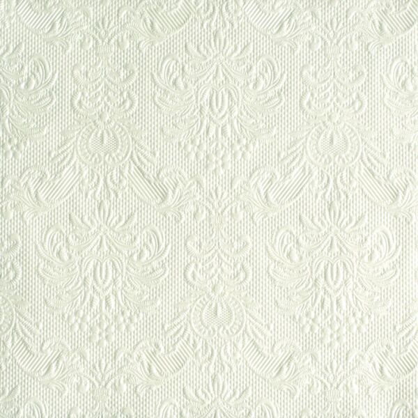 Serviette Dinner 40 x 40 cm 3-lagig 15 Servietten Elegance Pearl White Perlweiss creme mit Prägung