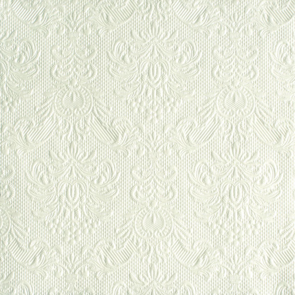 Serviette Dinner 40 x 40 cm 3-lagig 15 Servietten Elegance Pearl White Perlweiss creme mit Prägung