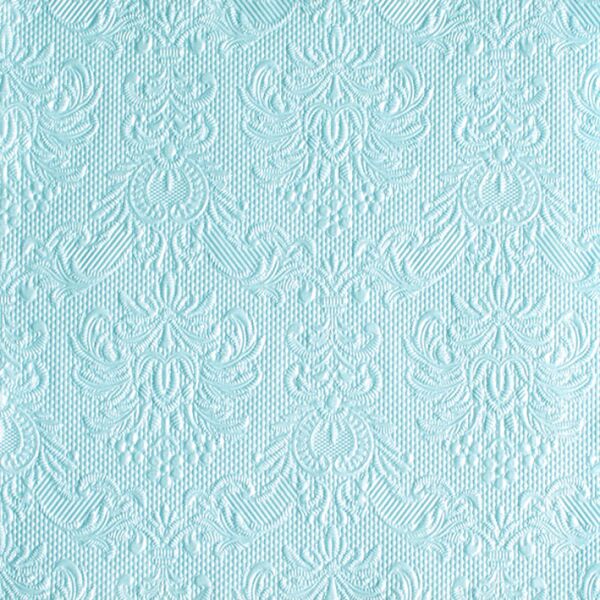 Serviette Dinner Format: 40 x 40 cm 3-lagig 15 Servietten Elegance Pearl Blue Perlblau mit Prägung