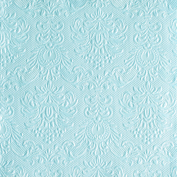 Serviette Dinner Format: 40 x 40 cm 3-lagig 15 Servietten Elegance Pearl Blue Perlblau mit Prägung
