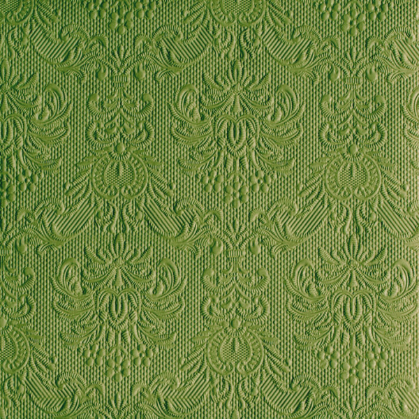 Serviette Dinner Format: 40 x 40 cm 3-lagig 15 Servietten Elegance Green Leaf Blattgrün mit Prägung
