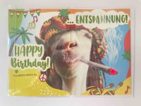 Geburtstag - Flashlight - Soundkarte und Lichtkarte im Format 14,8 x 21,0 cm - Kiff-Ziege - "Für Dein neues Lebensjahr wünschen wir Dir....Entspannung! Happy Birthday!