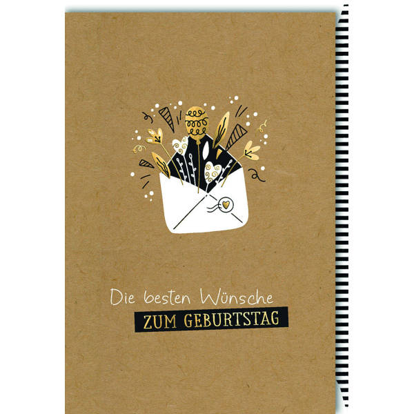Afie Glückwunschkarte In Gold Auf Weiß – 17 X 11,5 Cm, Mit Umschlag, Aus PEFC-Papier, Made In France