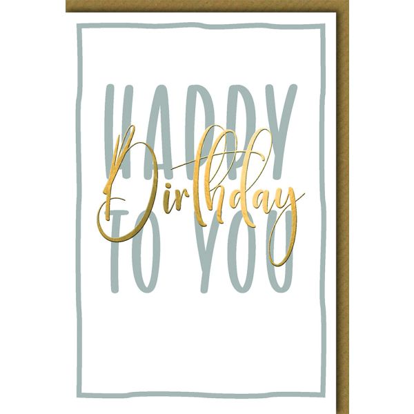 Geburtstag Glückwunschkarte mit Umschlag Happy Birthday silber/gold