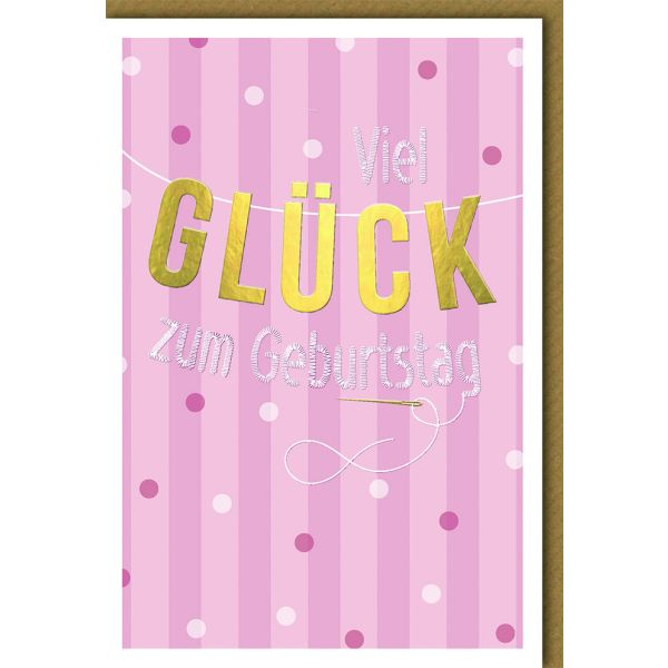 Geburtstag Glückwunschkarte mit Umschlag GLÜCK in gold