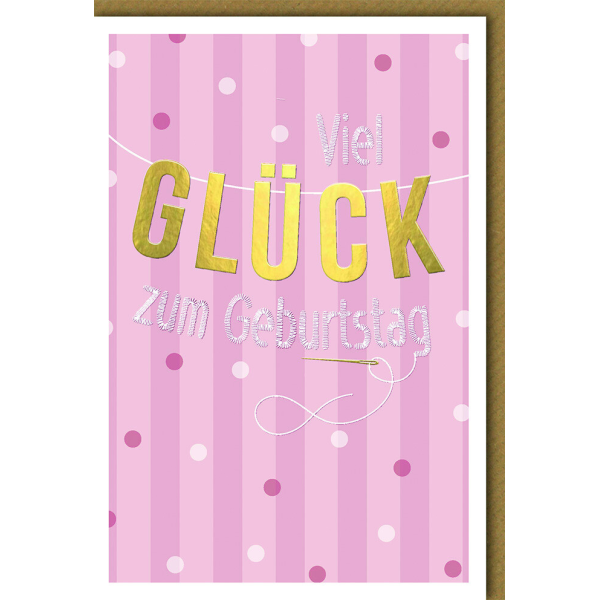 Geburtstag Glückwunschkarte mit Umschlag GLÜCK in gold