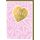 Geburtstag Glückwunschkarte mit Umschlag goldenes Herz, rosa Grund