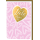 Geburtstag Glückwunschkarte mit Umschlag goldenes Herz, rosa Grund