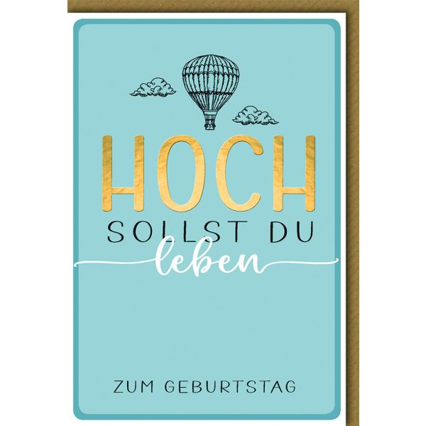 Geburtstag Glückwunschkarte mit Umschlag Hoch sollst Du leben Heißluftballon