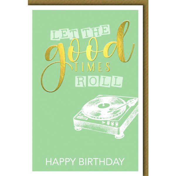 Geburtstag Glückwunschkarte mit Umschlag Schallplattenspieler Happy Birthday