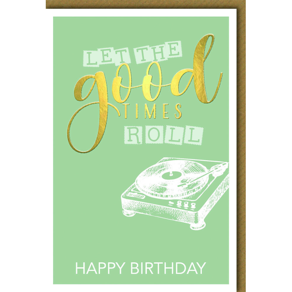 Geburtstag Glückwunschkarte mit Umschlag Schallplattenspieler Happy Birthday