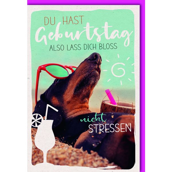 Geburtstag Glückwunschkarte mit Umschlag Hund Kein Stress