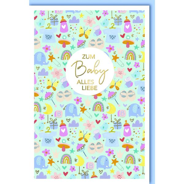 Geburt Baby Freudiges Ereignis Karte mit Umschlag Junge, Zum Baby alles Liebe