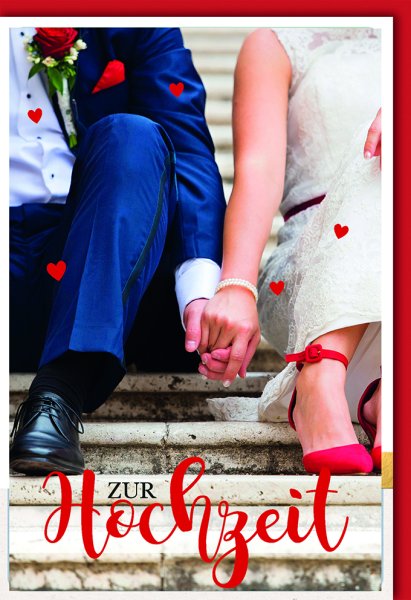 Hochzeit  - Glückwunschkarte im Format 11,5 x 17 cm mit Umschlag - Zur Hochzeit Foto Hand in Hand - Verlag Dominique