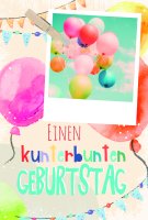 Geburtstag – Klammerkarte - Glückwunschkarte im Format 11,5 x 17 cm mit Umschlag - Bunte Luftballons
