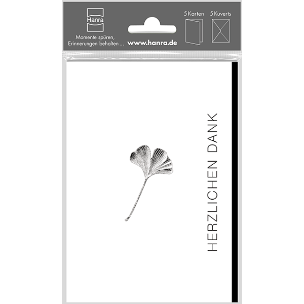 Trauer-Danksagungen - Trauer-Dank - Beutel mit 5 Trauer-Danksagungskarten  und 5 Briefumschläge - Format Karte: 10,5 x 14,8 cm