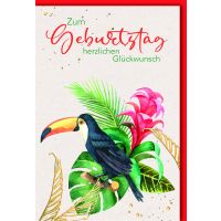 Geburtstag Glückwunschkarte mit Umschlag Tukan aquarell