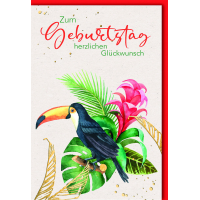 Geburtstag Glückwunschkarte mit Umschlag Tukan aquarell