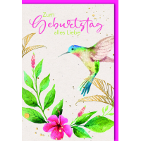 Geburtstag Glückwunschkarte mit Umschlag Kolibri...