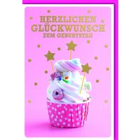 Geburtstag Glückwunschkarte mit Umschlag Cupcake mit...