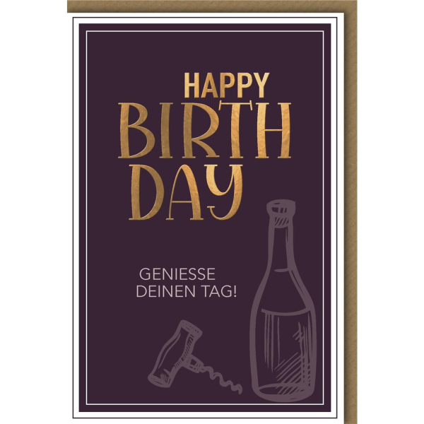 Geburtstag Glückwunschkarte mit Umschlag Weinflasche, genieße deinen Tag