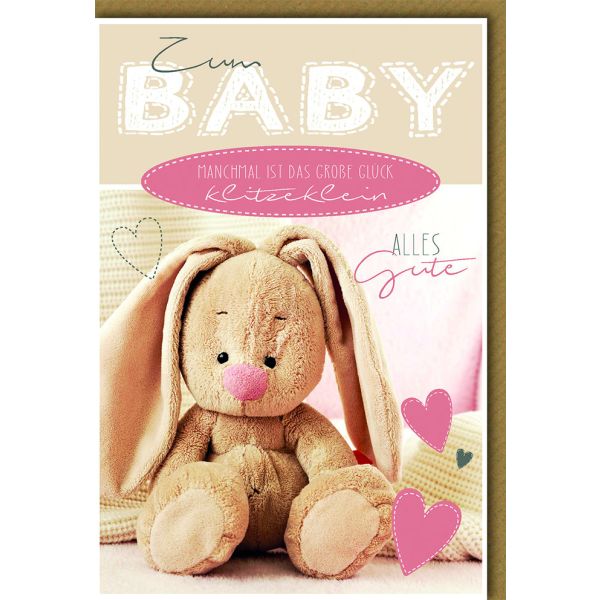 Geburt Baby Freudiges Ereignis Karte mit Umschlag Zum Baby mit Hase