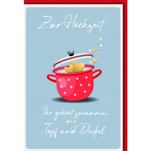 Hochzeitskarten Glückwunschkarte mit Umschlag Zur Hochzeit Topf und Deckel