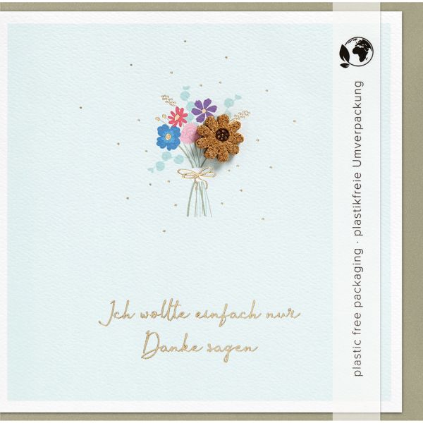 Danke - Moments Collection - Karte mit Briefumschlag und Kork Applikation - plastikfrei verpackt- Blume - Anlass_Spruch: Ich wollte einfach mal Danke sagen
