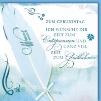 Geburtstag CraftArt Karte mit Umschlag Feder blau