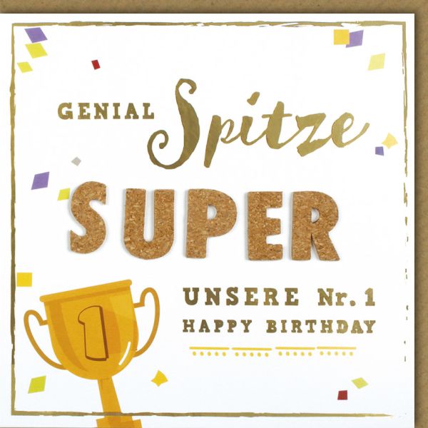 Geburtstag CraftArt Karte mit Umschlag Genial . Spitze, Super. unsere Nr.1 Happy Birthday