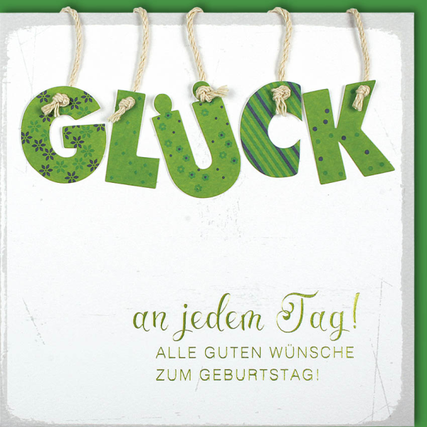 Geburstag CraftArt Quadratische Glückwunschkarte mit Umschlag Glück Gute Wünsche