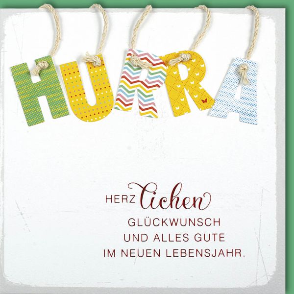 Geburtstag CraftArt quadratische Karte mit Umschlag "Hurra..."