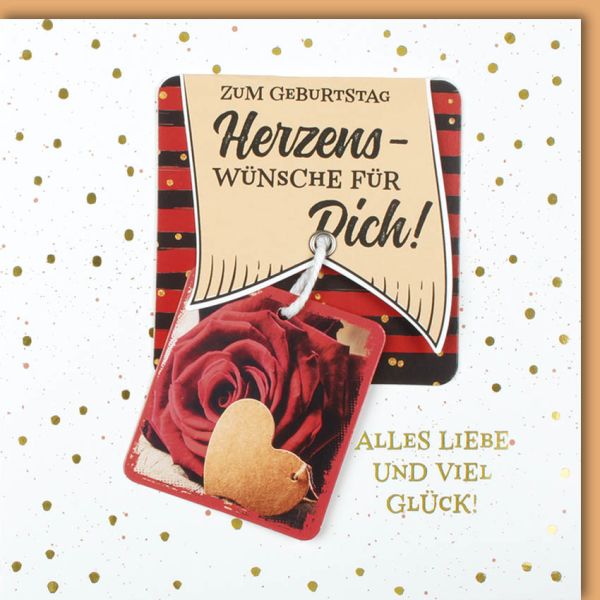 Geburstag CraftArt Quadratische Glückwunschkarte mit Umschlag Rose Herzenswünsche Alles Liebe