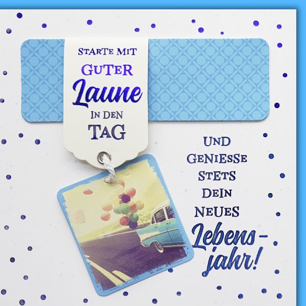 Geburstag CraftArt Quadratische Glückwunschkarte mit Umschlag Auto Gute Laune Neues Lebensjahr