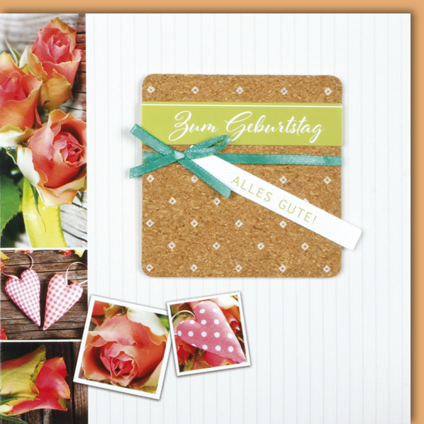 Geburstag CraftArt Quadratische Glückwunschkarte mit Umschlag Rosen Herzen Alles Gute