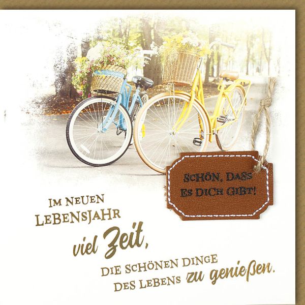 Geburstag CraftArt Quadratische Glückwunschkarte mit Umschlag Fahrrad Schön dass es Dich gibt