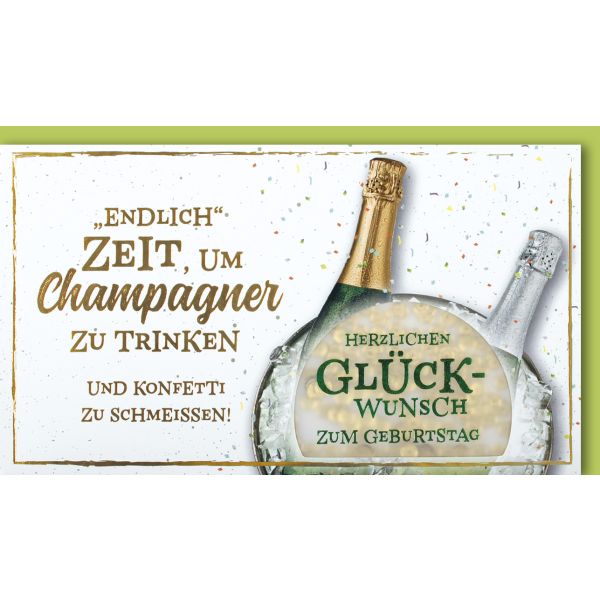 Geburtstag CraftArt Karte mit Umschlag "Endlich" Zeit, um Champagner zu trinken und Konfetti zu schmeißen! Herzlichen Glückwunsch zum Geburtstag
