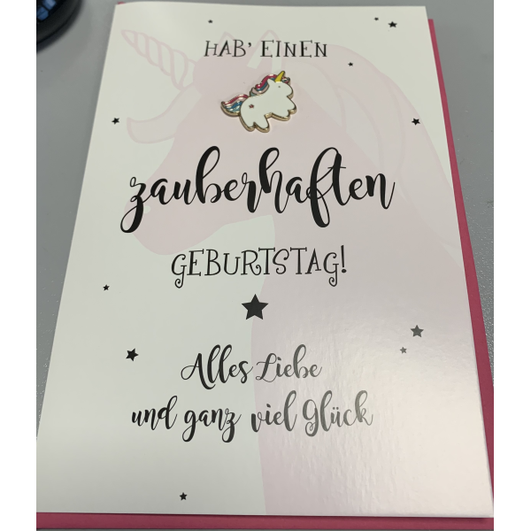 Geburtstag Lucky Pins Karte mit Umschlag Hab einen zauberhaften Geburtstag! Alles Liebe und ganz viel Glück