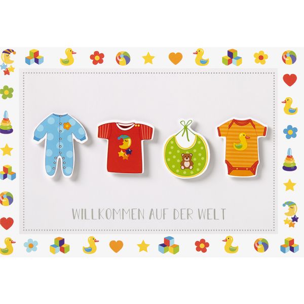 Geburt Baby Freudiges Ereignis Glückwunschkarte mit Umschlag Willkommen auf der Welt